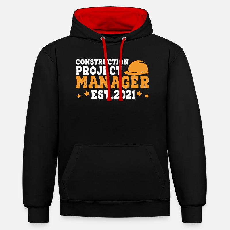 Chef de projet de construction - Sweat à capuche contrasté - noir/rouge