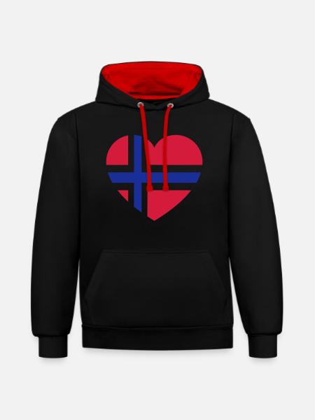 norge - Contrast hoodie - black/red
