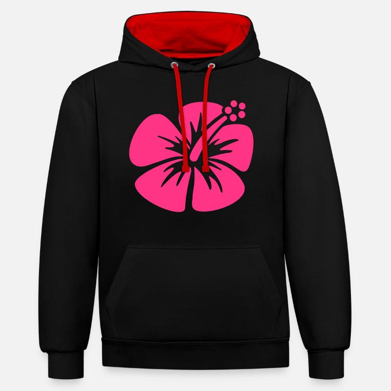 Hibiscus - Sweat à capuche contrasté - noir/rouge