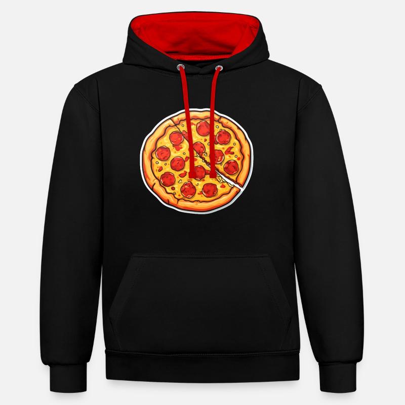 Pizza Salami - Sweat à capuche contrasté - noir/rouge