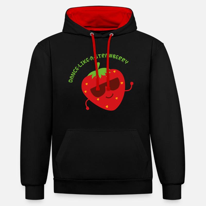 Fraise dansante - Sweat à capuche contrasté - noir/rouge