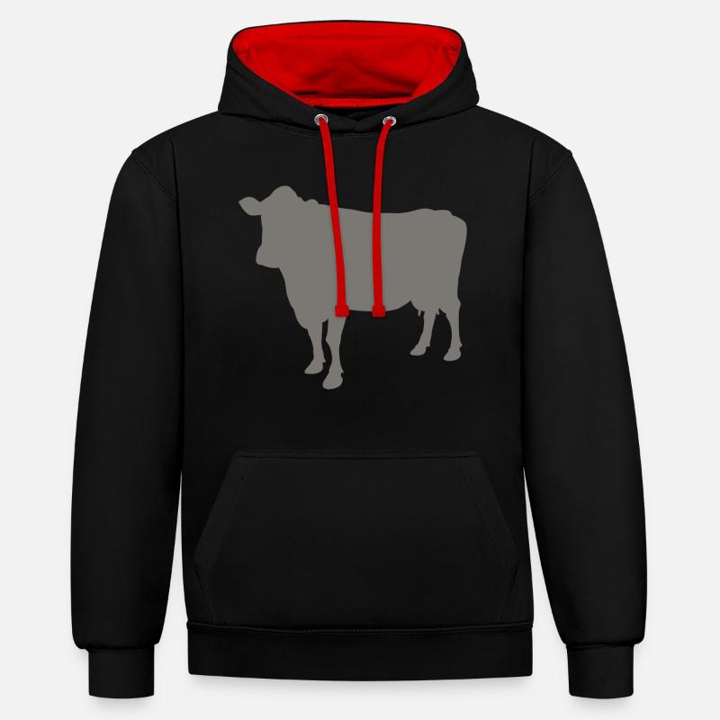 vache - Sweat à capuche contrasté - noir/rouge