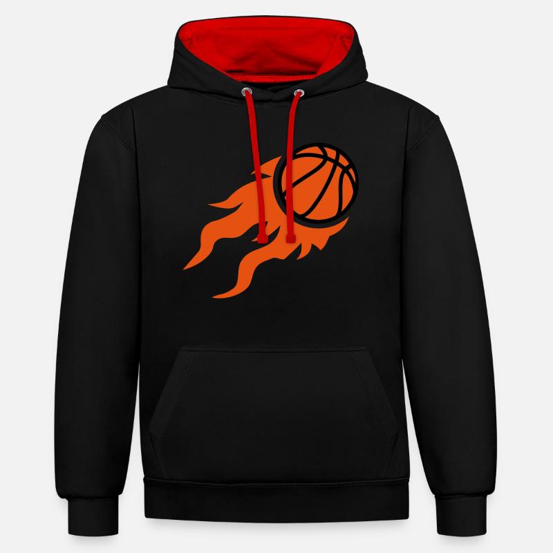 Basketball - Sweat à capuche contrasté - noir/rouge