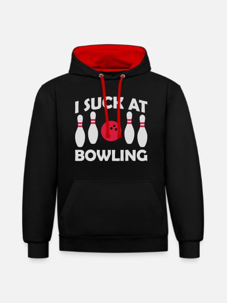 I suck at bowling - Contrast hoodie - black/red