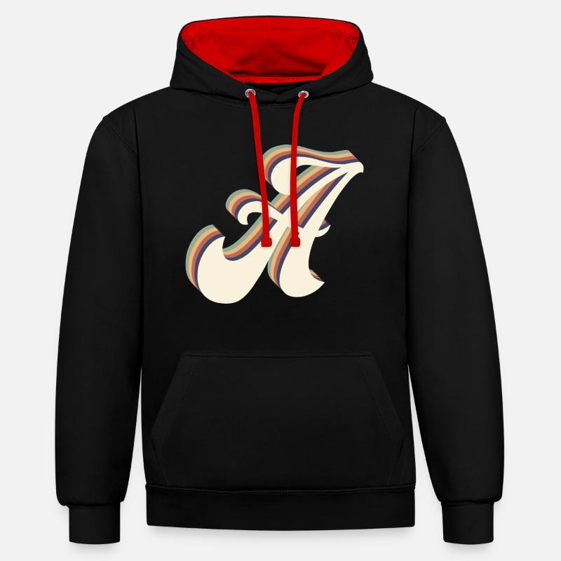 lettre a - Sweat à capuche contrasté - noir/rouge