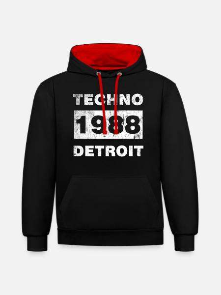 TECHNO MUSIC WHITE - Contrast hoodie - black/red