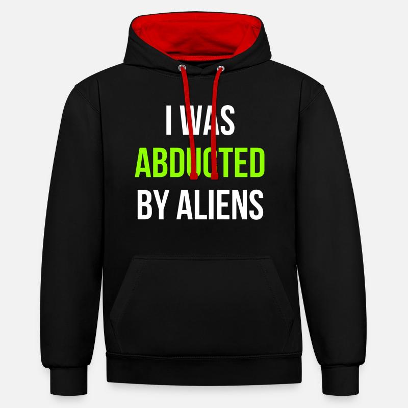Alien UFO anglais - Sweat à capuche contrasté - noir/rouge