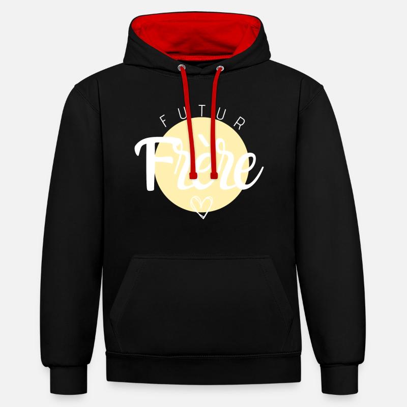 Futur frère - Sweat à capuche contrasté - noir/rouge