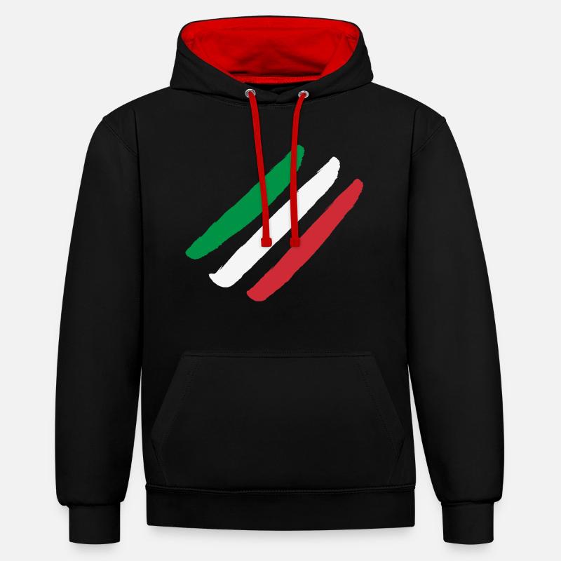 Drapeau de l’Italie - Steifen - Sweat à capuche contrasté - noir/rouge