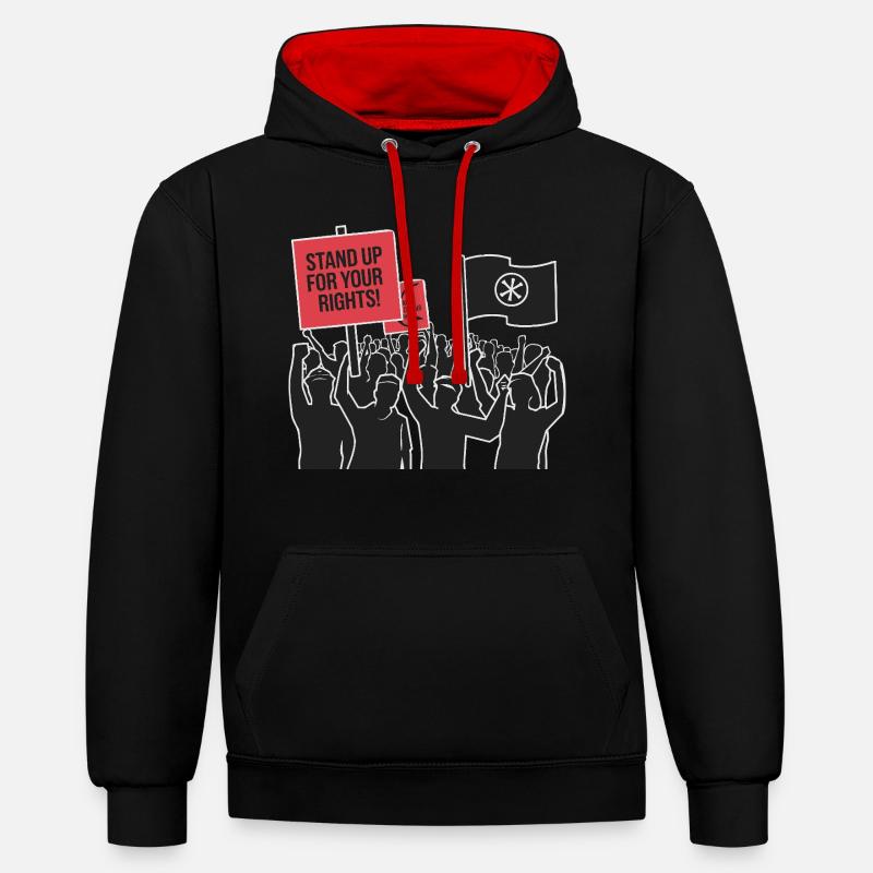 DÉFENDEZ VOS DROITS - Sweat à capuche contrasté - noir/rouge