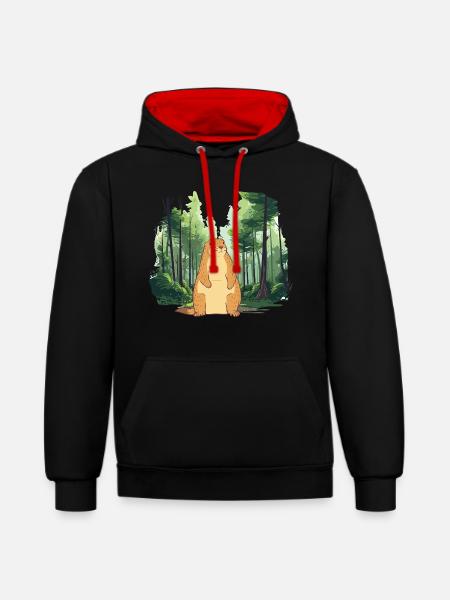 Strong groundhog nature landscape - Contrast hoodie - black/red