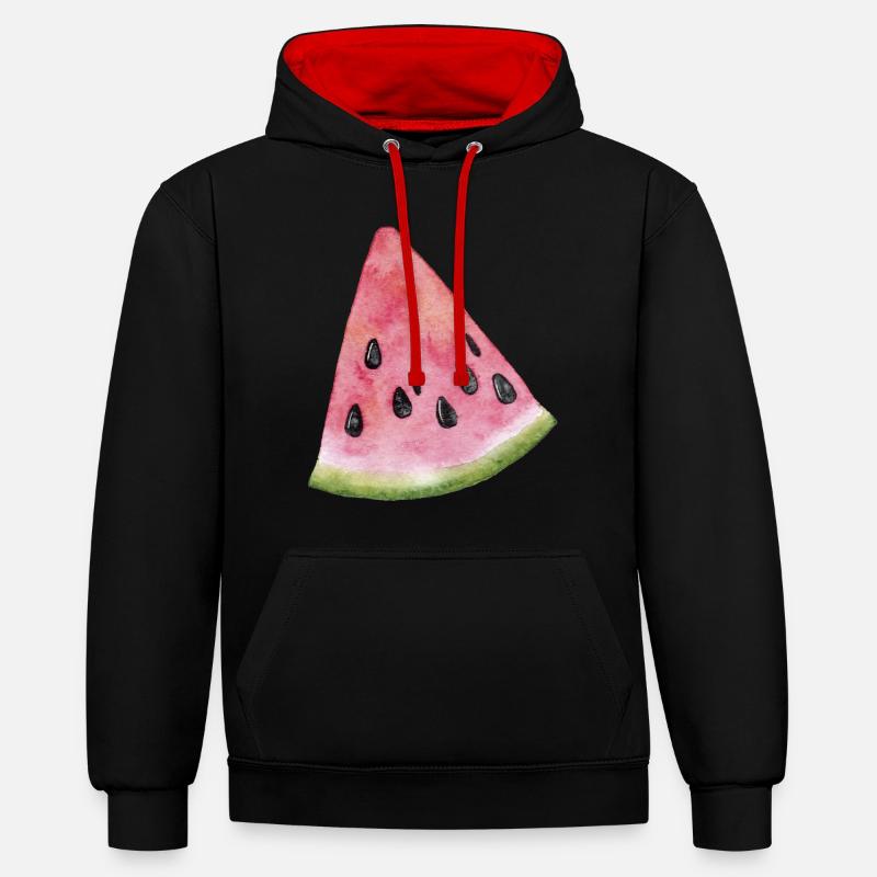 Pastèque Melon - Sweat à capuche contrasté - noir/rouge