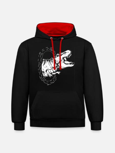 Dino DINOSAURIER GESCHENK T-REX JURASSIC DINOSAUR - Kontrast-Hoodie - Schwarz/Rot