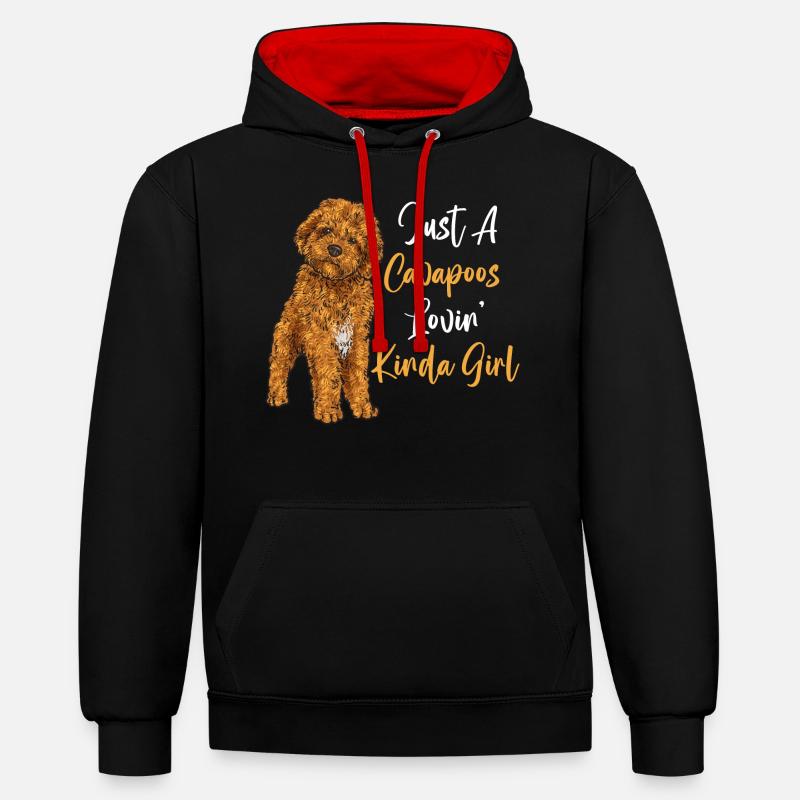 Cavapoo Cavoodle Capoodle Chien - Sweat à capuche contrasté - noir/rouge