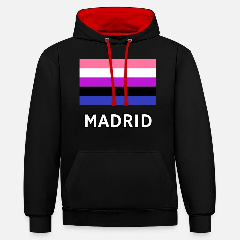 Genderfluid Pride Drapeau Madrid - Sweat à capuche contrasté - noir/rouge
