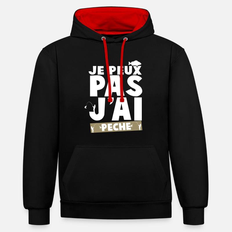Je Peux Pas J'ai Peche - Sweat à capuche contrasté - noir/rouge