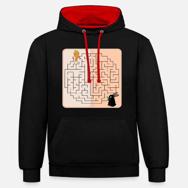 Labyrinthe Lapin de Pâques - Sweat à capuche contrasté - noir/rouge