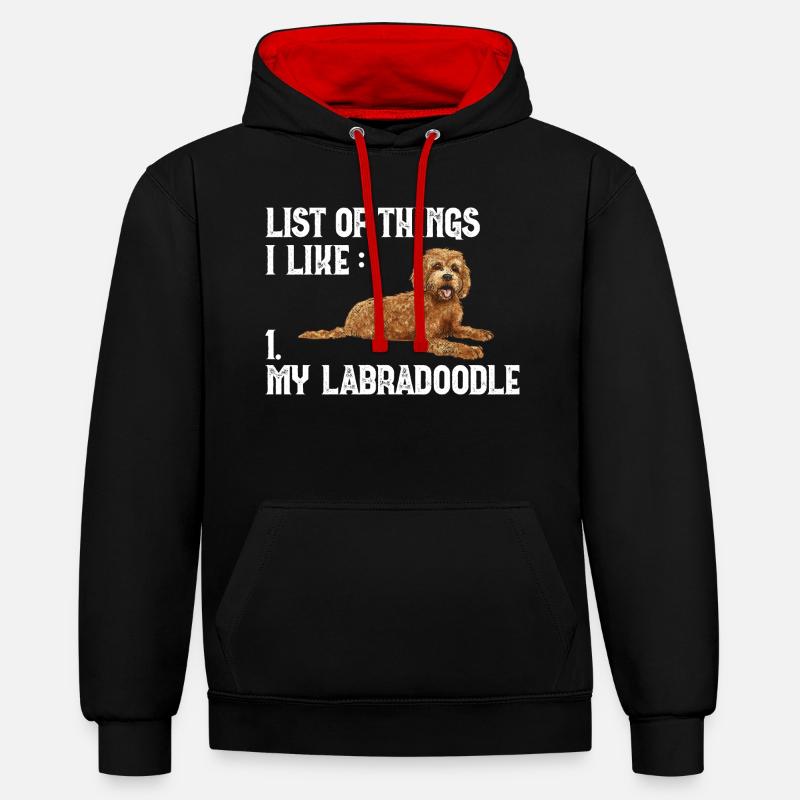 Labradoodle Chien - Sweat à capuche contrasté - noir/rouge