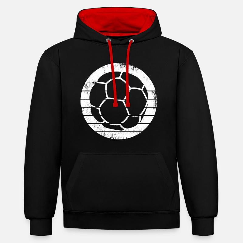 Dessin de balle de handball - Sweat à capuche contrasté - noir/rouge
