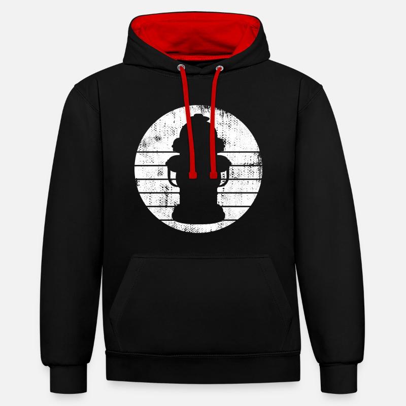 Dessin de bouche d’incendie - Sweat à capuche contrasté - noir/rouge