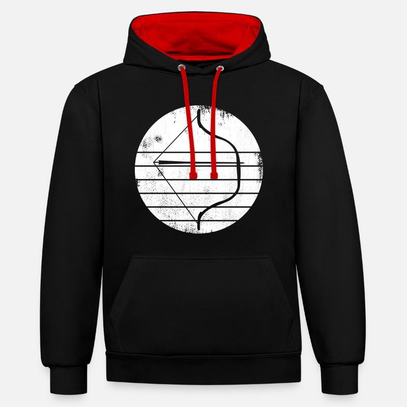 Croquis d’arc et de flèche - Sweat à capuche contrasté - noir/rouge