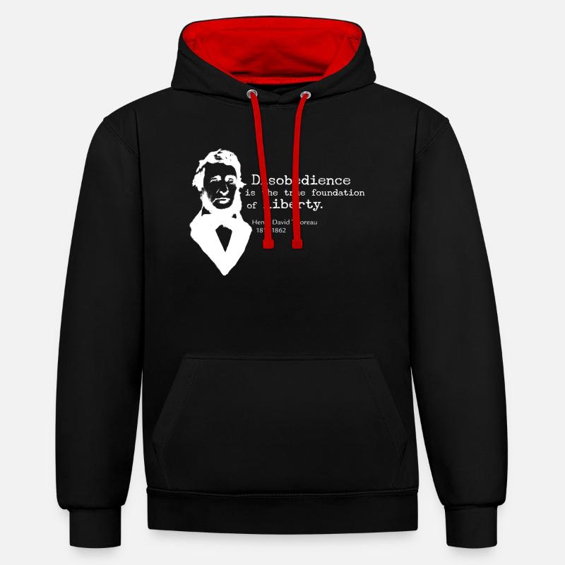 Désobéissance - Sweat à capuche contrasté - noir/rouge
