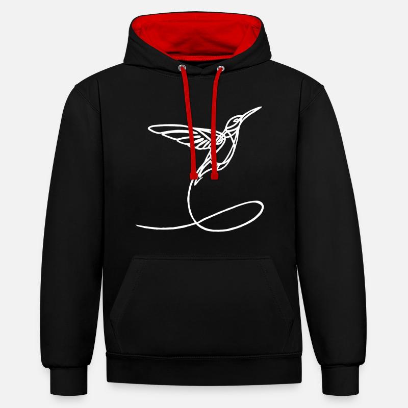 Oiseau étrange blanc - Sweat à capuche contrasté - noir/rouge