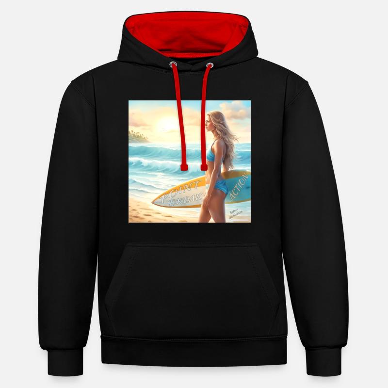 Mädchen Action Surf Point Break 2 - Kontrast-Hoodie - Schwarz/Rot