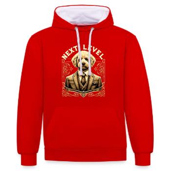 Goldendoodle Dog Next Level Suit Gift - Contrast hoodie - red/white - Front - Liana (172cm) & Jaron (178cm)