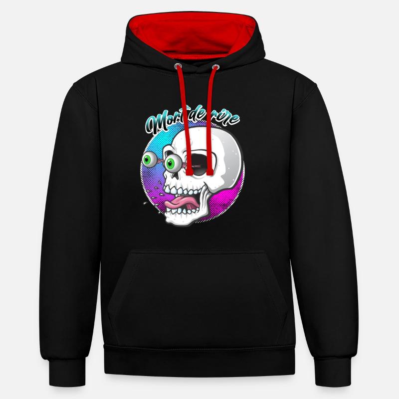 Mort de rire - Sweat à capuche contrasté - noir/rouge