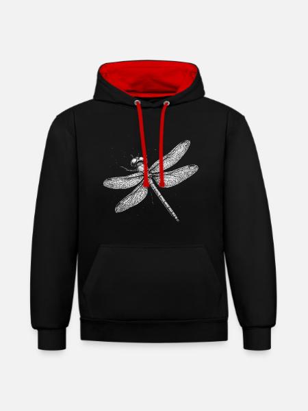Dragonfly - Contrast hoodie - black/red