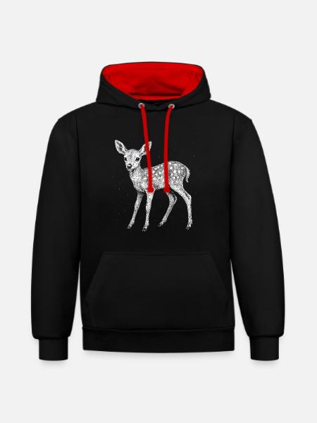 Faon - Sweat à capuche contrasté - noir/rouge