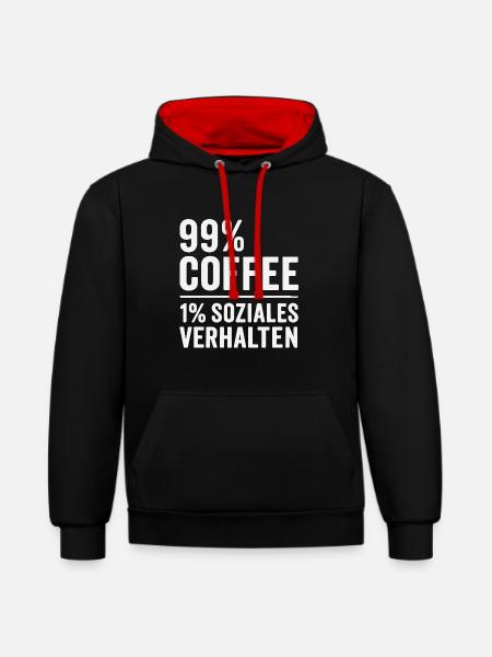 99% Coffee - Contrast hoodie - black/red