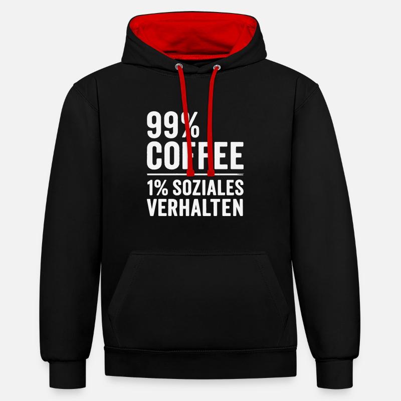99 % Kaffee - Kontrast-Hoodie - Schwarz/Rot