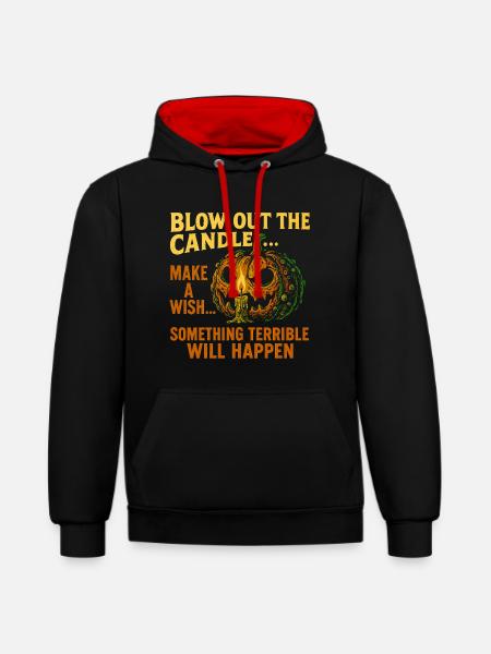 Gruseliger Halloween Kürbis mit Kerze - Kontrast-Hoodie - Schwarz/Rot