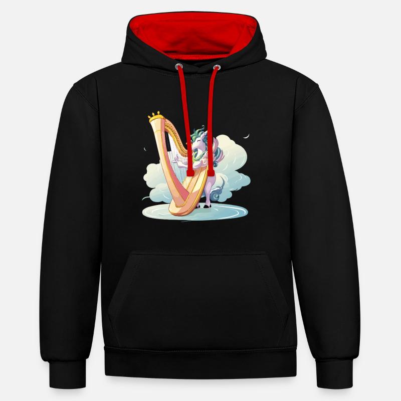 Harfentier sur les nuages - Sweat à capuche contrasté - noir/rouge