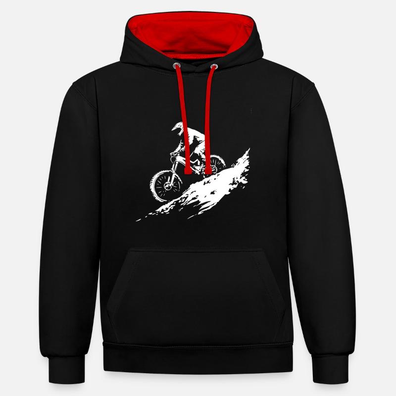 VTT - Sweat à capuche contrasté - noir/rouge
