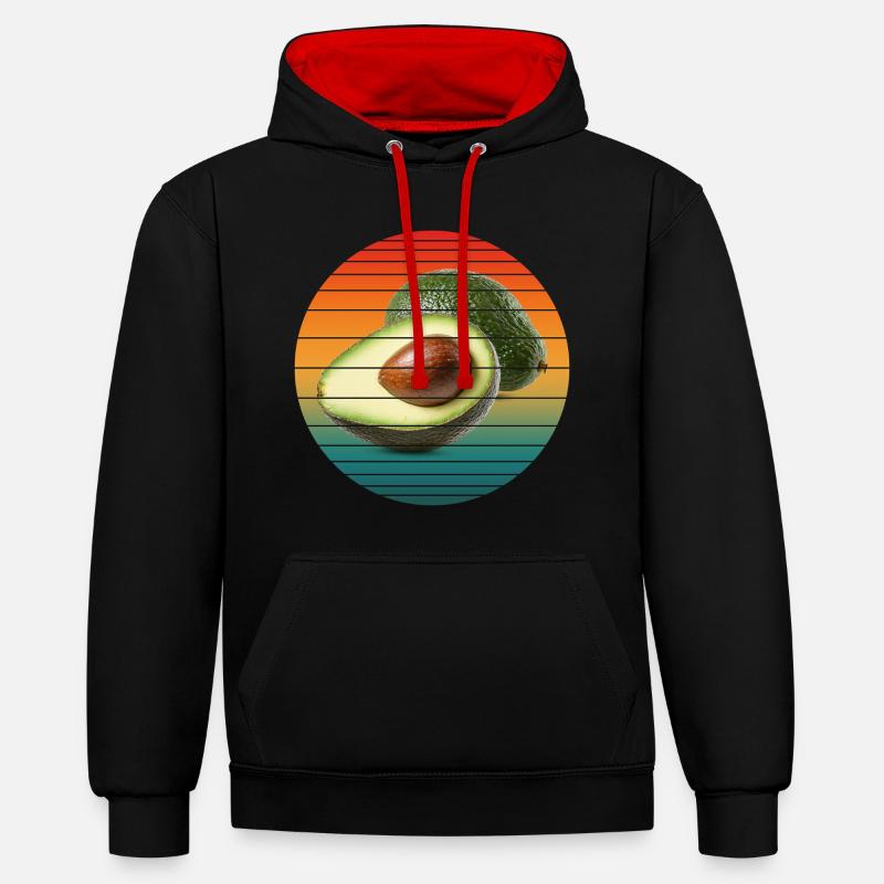 Fruit de l’avocat - Sweat à capuche contrasté - noir/rouge