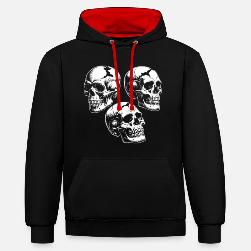 Silhouettes des Trois Crânes - Sweat à capuche contrasté - noir/rouge