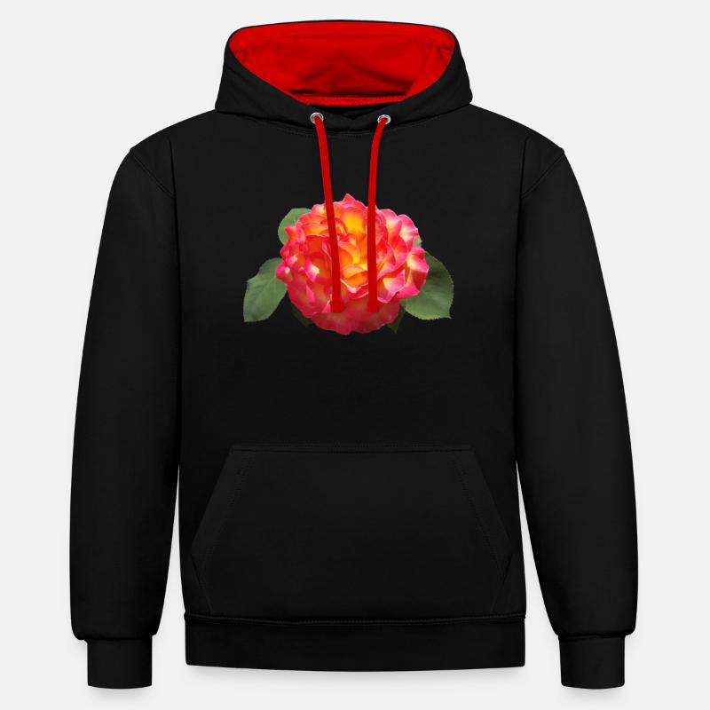 Rouge ROSE DE PRINTEMPS - Sweat à capuche contrasté - noir/rouge