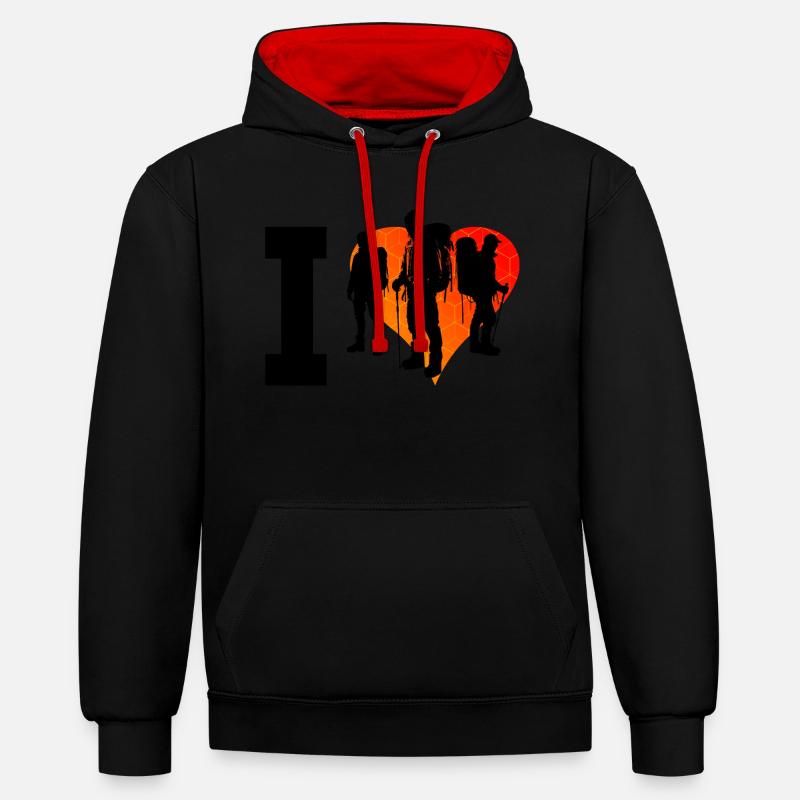 Climber Boulder Klettern Kletterer Bouldering - Kontrast-Hoodie - Schwarz/Rot