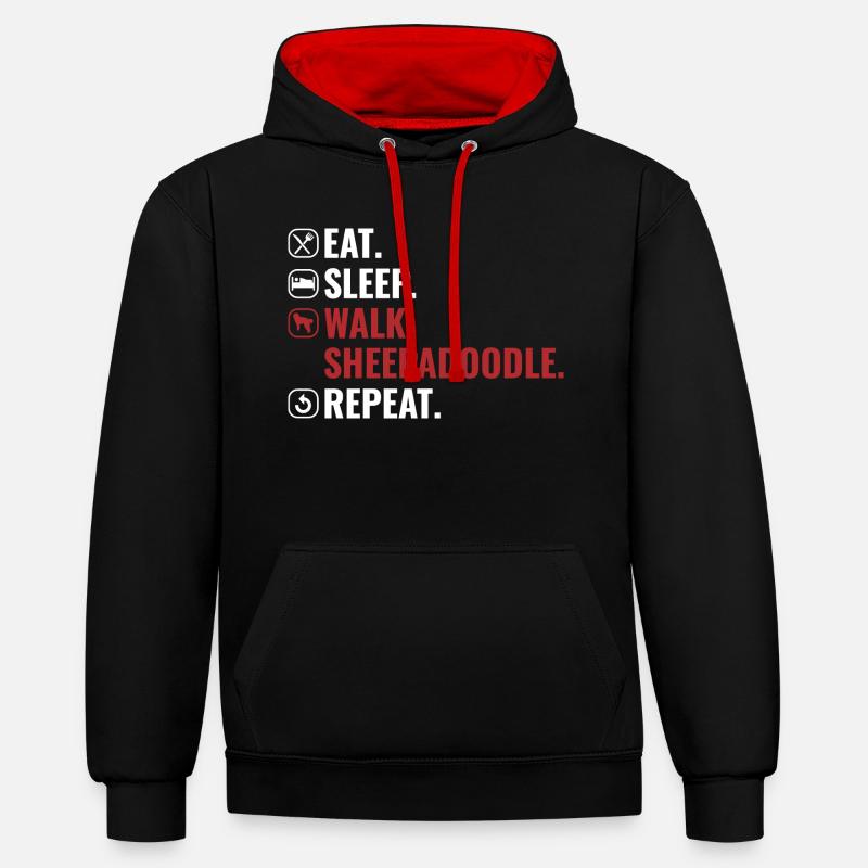 Sheepadoodle Doodle Chien - Sweat à capuche contrasté - noir/rouge