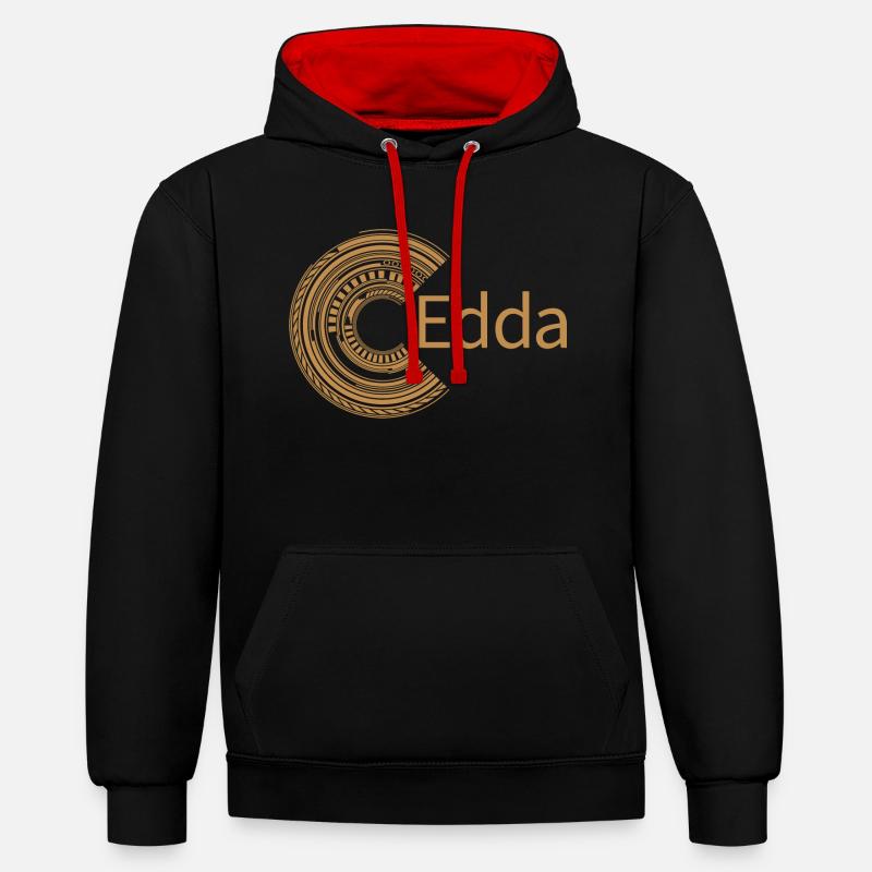 Pour Edda - Sweat à capuche contrasté - noir/rouge