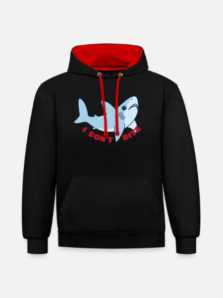 Meerestiere - Kontrast-Hoodie - Schwarz/Rot