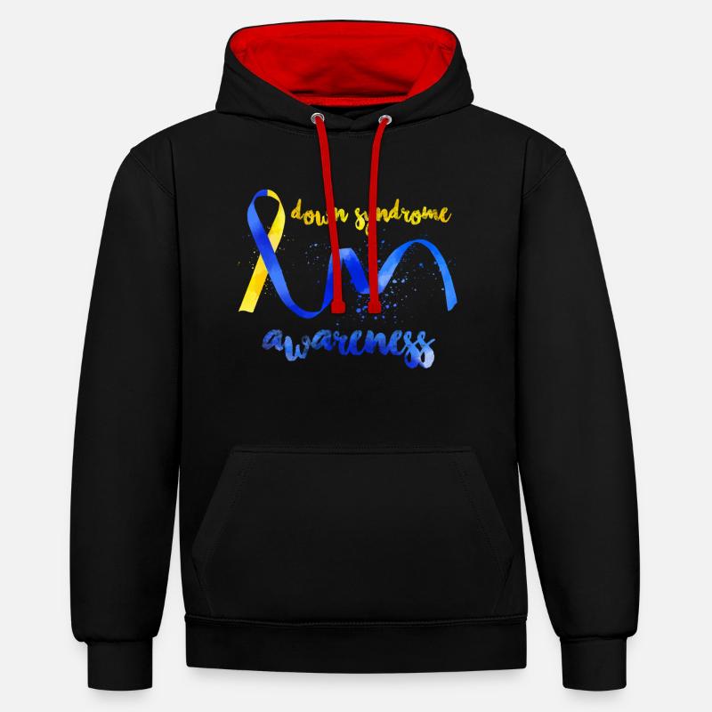 Sensibilisation au syndrome de Down - Sweat à capuche contrasté - noir/rouge