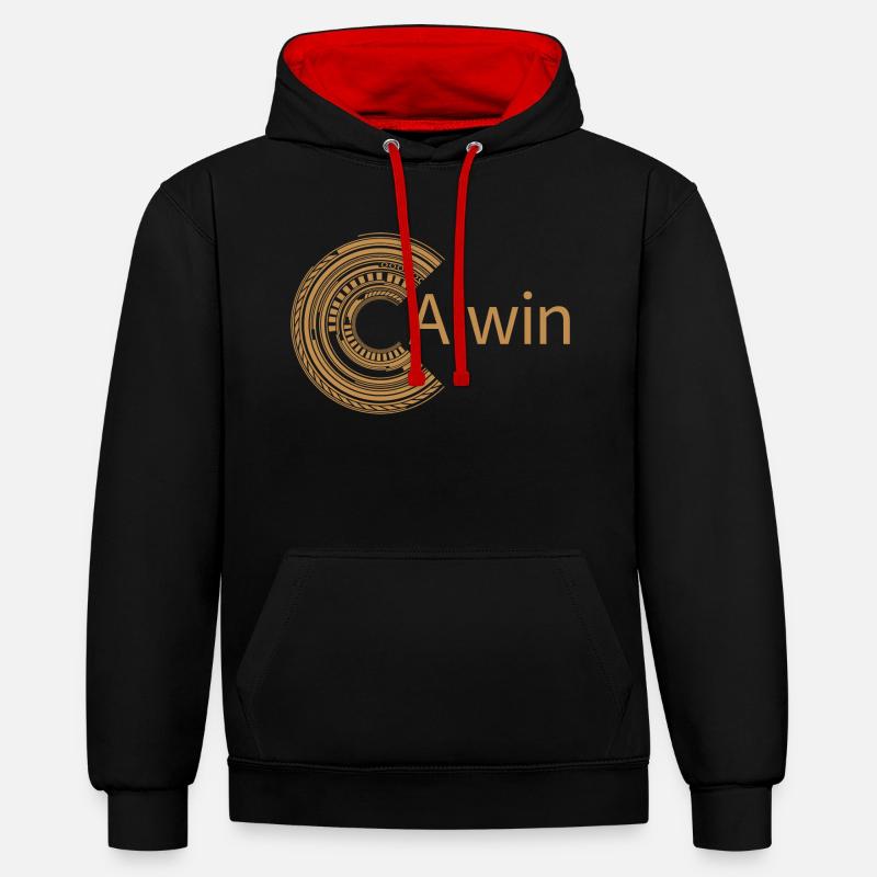 For Alwin - Contrast hoodie - black/red