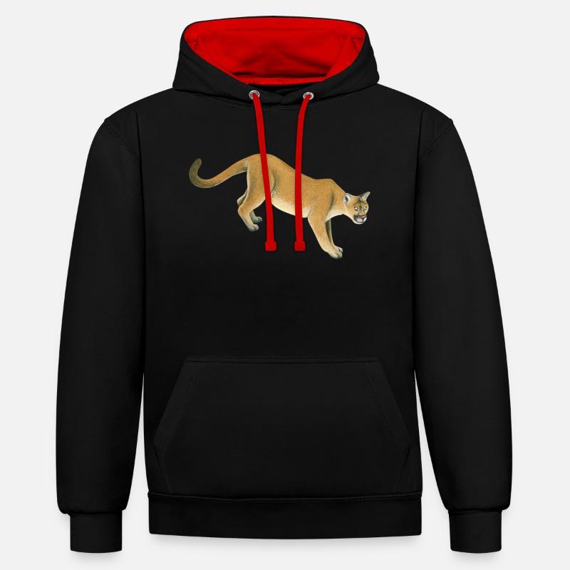 Berglöwe - Sweat à capuche contrasté - noir/rouge