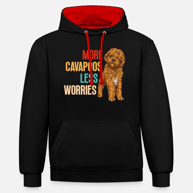 Cavapoo Cavoodle Capoodle Chien - Sweat à capuche contrasté - noir/rouge