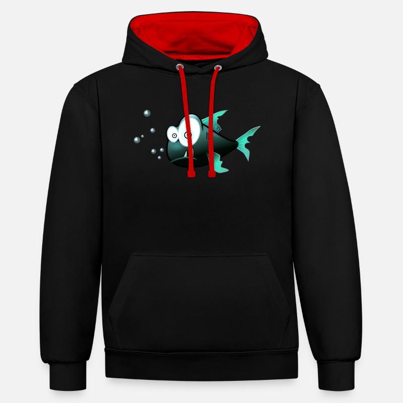 Fisch - Sweat à capuche contrasté - noir/rouge