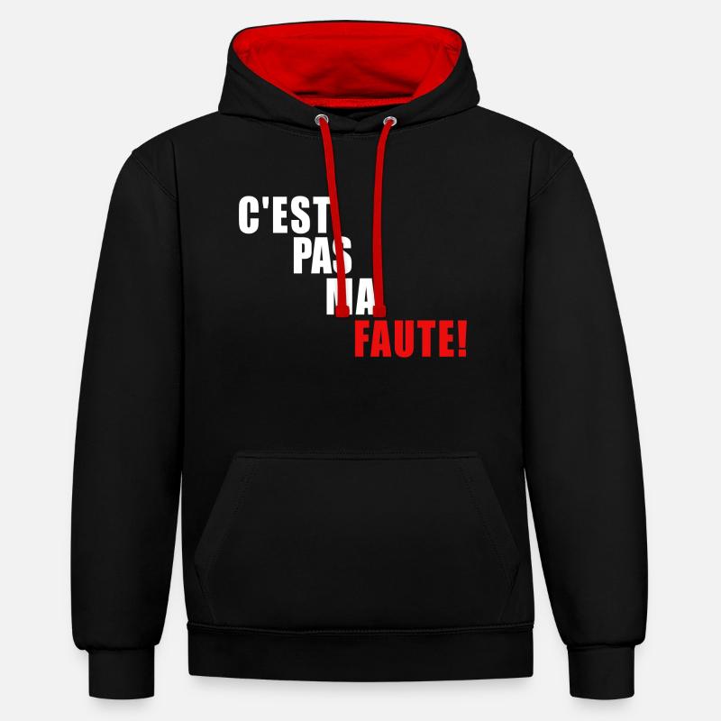 c'est pas ma faute - Sweat à capuche contrasté - noir/rouge